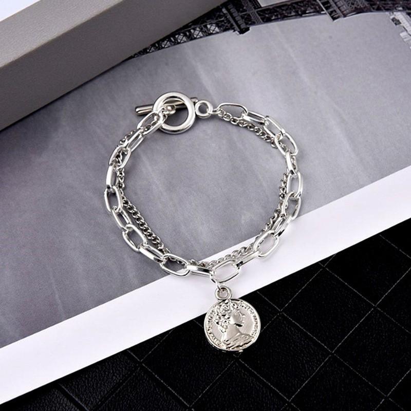 Vòng Tay Kim Loại Mặt Hình Chân Dung Phong Cách Retro Cho Nữ