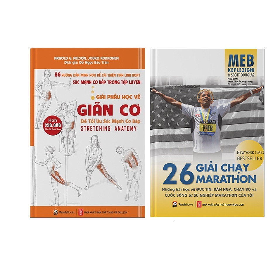 Combo 2 Cuốn Giải Phẫu Học Về Giãn Cơ - Giãn Cơ Để Tối Ưu Sức Mạnh Cơ Bắp + 26 Giải Chạy Marathon