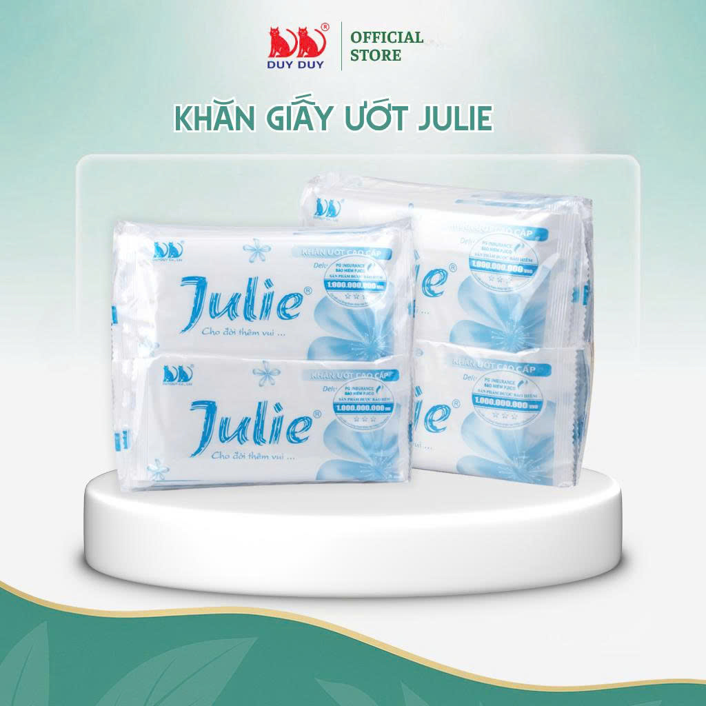 Khăn lạnh dùng một lần Julie vải bi 20 cái 24x24cm hương hoa hồng không hóa chất