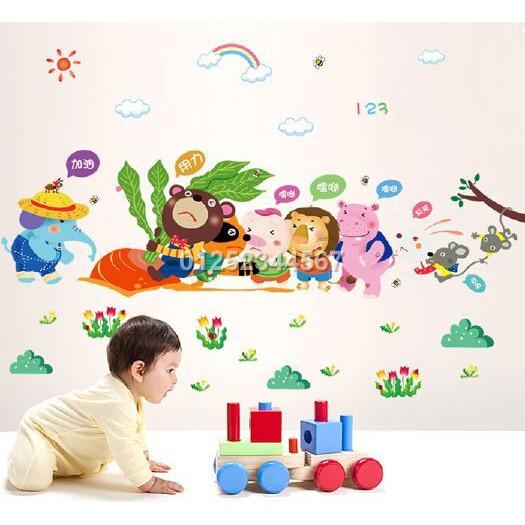 Combo 4 Decal dán tường vườn thú cho bé yêu