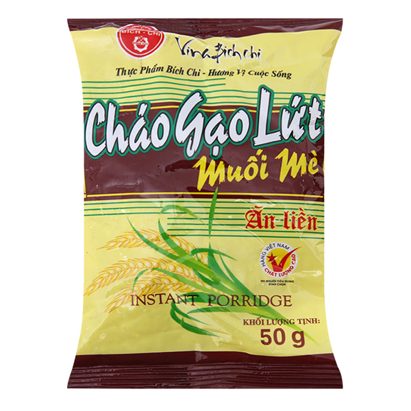 Thùng 50 Gói Cháo Gạo Lứt Muối Mè Bích Chi (50g/Gói)