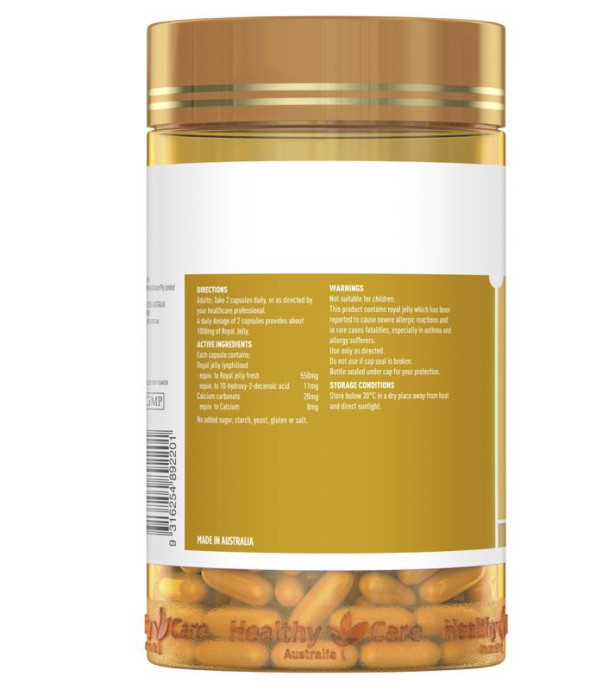 Sữa Ong chúa Healthy Care Royal Jelly Úc Hỗ trợ đẹp da, làm chậm quá trình lão hóa, giảm nám, tàn nhanh, tăng sức khỏe tổng thể - OZ Slim Store