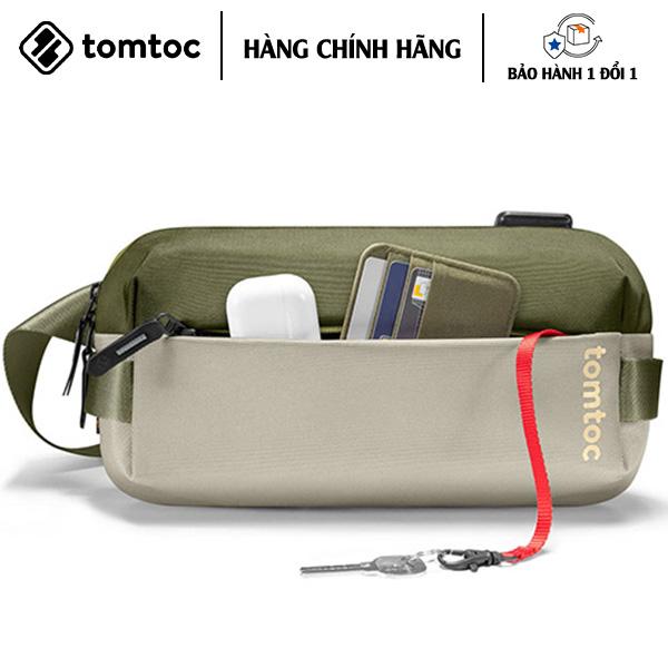 TÚI ĐEO CHÉO TOMTOC (USA) LIGHTWEIGHT SLING BAG GREEN Lưu trữ đa chức năng - HÀNG CHÍNH HÃNG