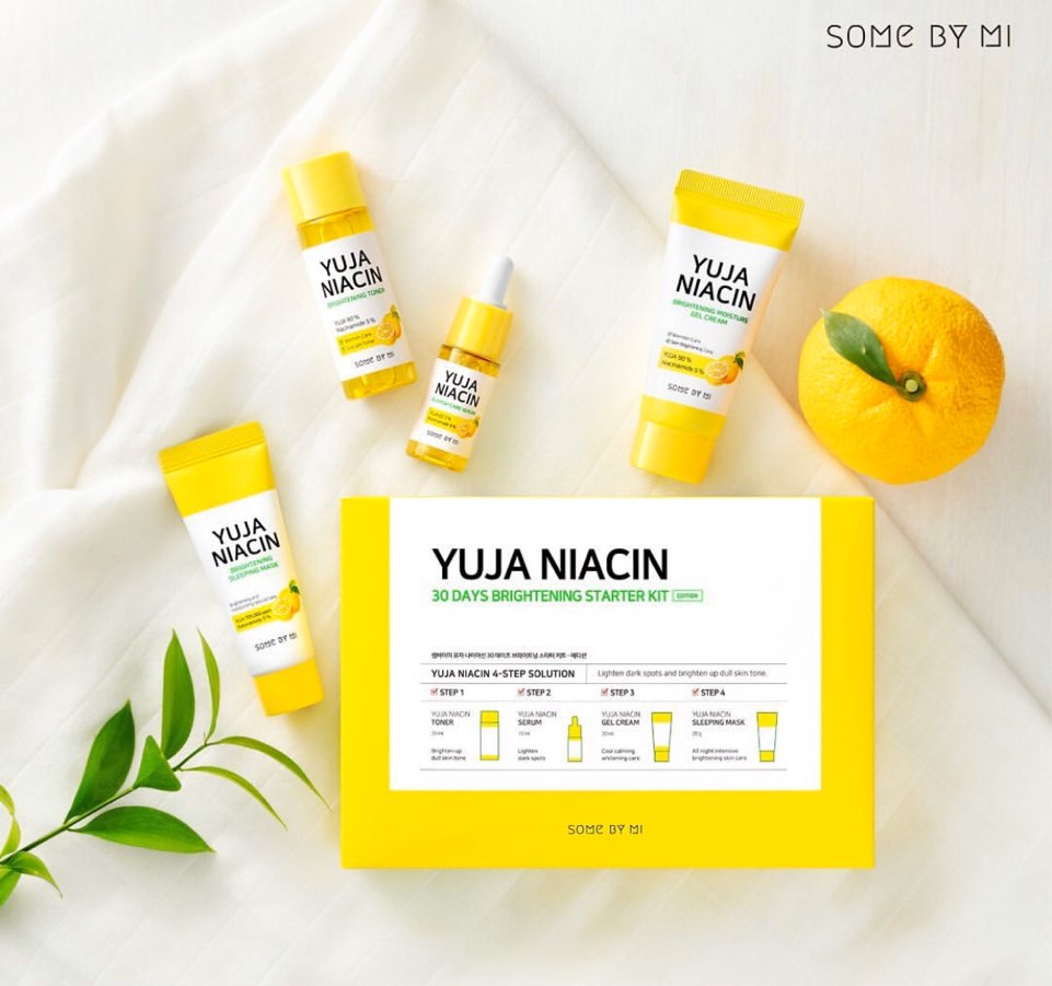 Bộ kit 4 món dưỡng sáng và mờ thâm, nám Chiết Xuất Quả Thanh Yên Some By Mi Yuja Niacin 30 Days Brightening Starter Kit