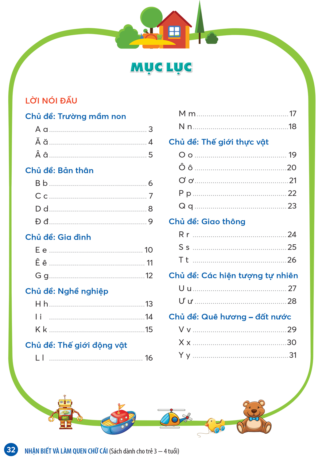 Sách – Nhận biết và làm quen chữ cái (Dành cho trẻ 3 – 4 tuổi)