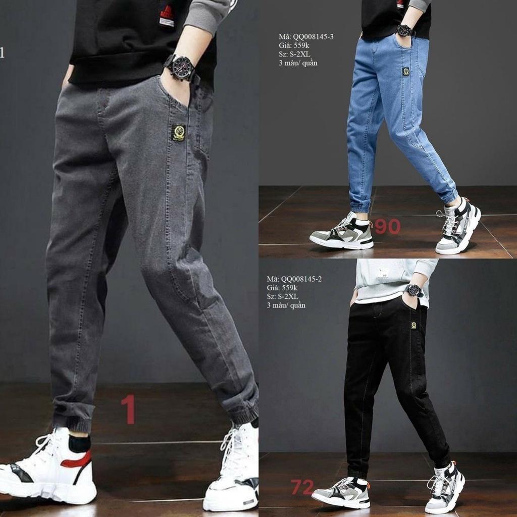 Quần jean nam chất bò màu xanh bo chun gấu cao cấp phong cách hàn quốc trẻ trung đẹp thời trang HOT TCS 90