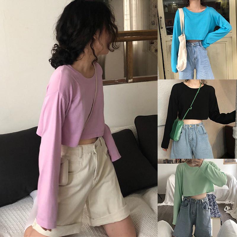 Áo thun nữ cổ tròn tay dài
