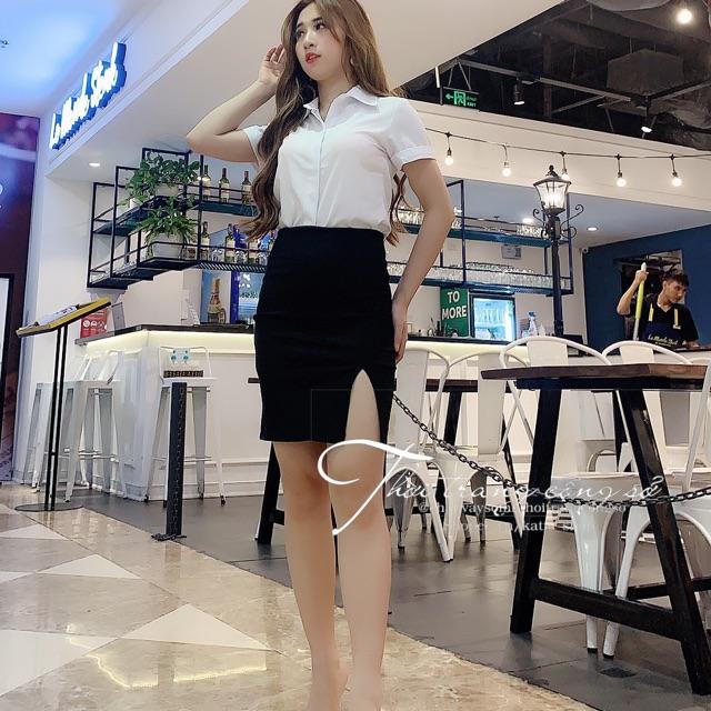 Chân Váy Công Sở Bút Chì Xẻ Trước V158 45cm