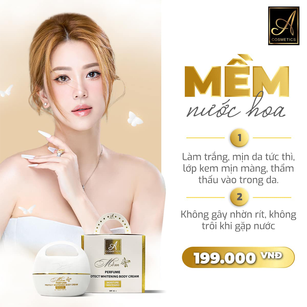 Kem Body Mềm Acosmetics,Kem dưỡng trắng da toàn thân, hương nước hoa Pháp, dạng lotion 150g