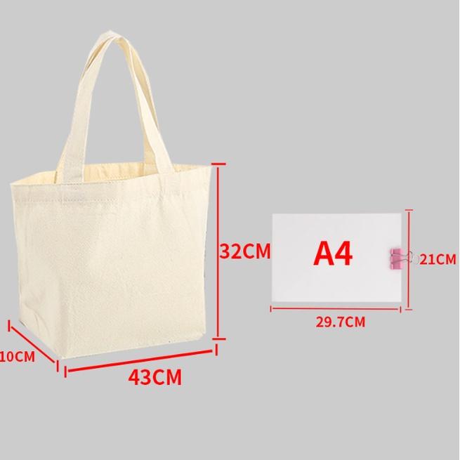 Túi vải in LOGO mẫu trơn kích thước có sẵn chất liệu bông quai đeo quà tặng quảng cáo Trương Gia Túi Vải - Túi Canvas - Màu Trắng