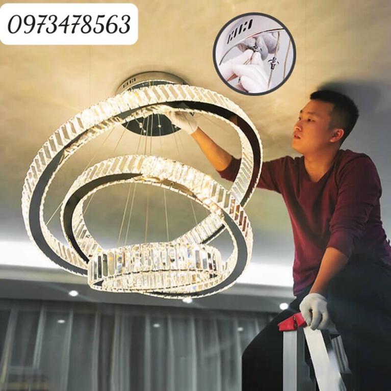 Đèn Chùm Thả Trần 3 Vòng Bản Phale Dày,Khiển Từ Xa,Kích Thước 30x50x70,Trang Trí Phòng Khách,Ngủ Bếp Ăn,Mã G12