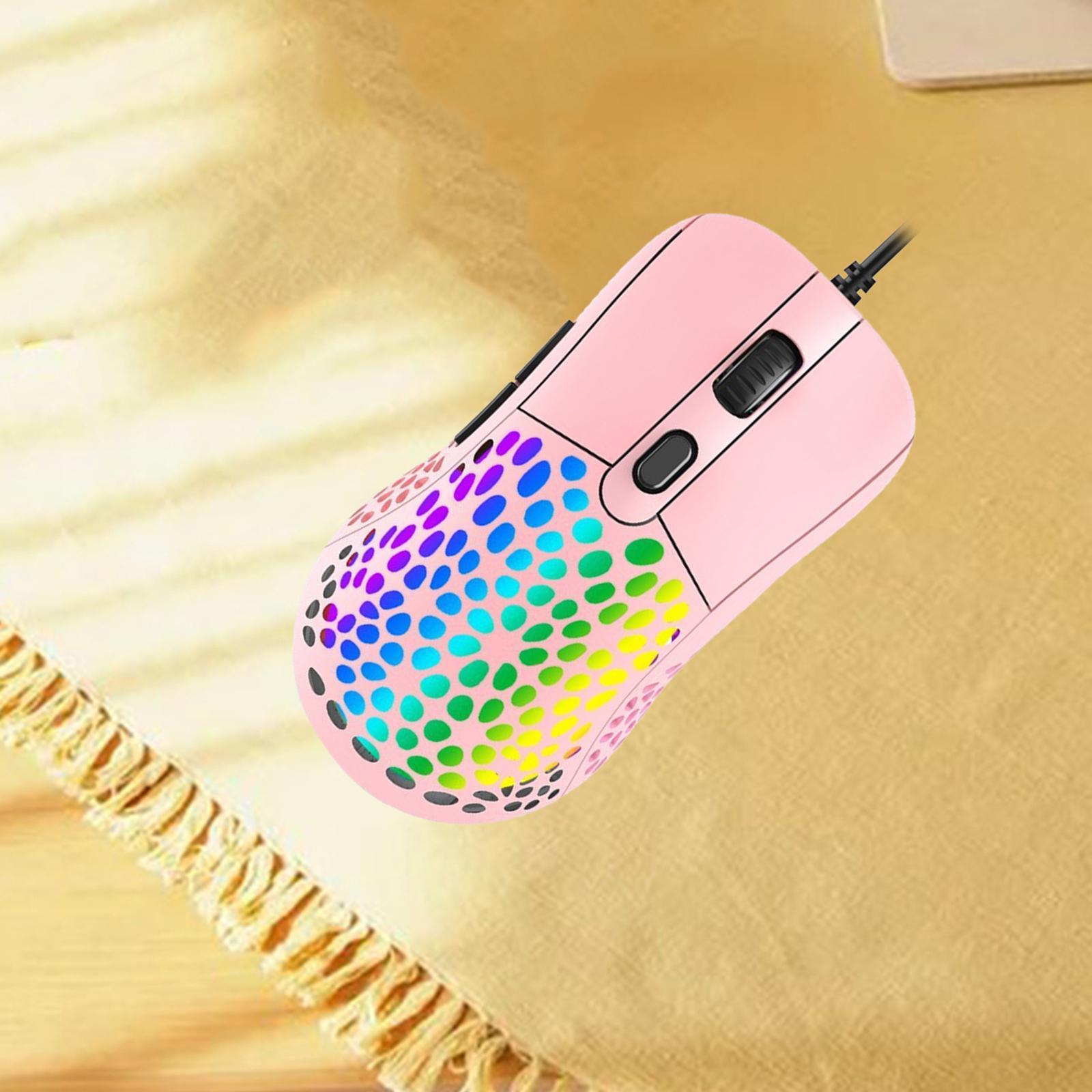 Ultralight RGB Gaming Mouse Wired Hollow-Out Design High Precision White