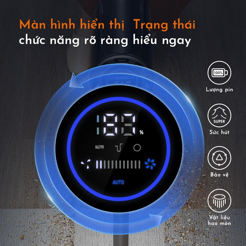 Máy hút bụi không dây GAABOR GVCL-D10A màn hình LED 3 chế độ làm sạch lực hút mạnh 16000pa - Hàng chính hãng