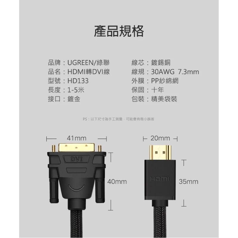 Ugreen UG50749HD133TK 1m cáp hdmi ra dvi bện chống nhiễu - HÀNG CHÍNH HÃNG