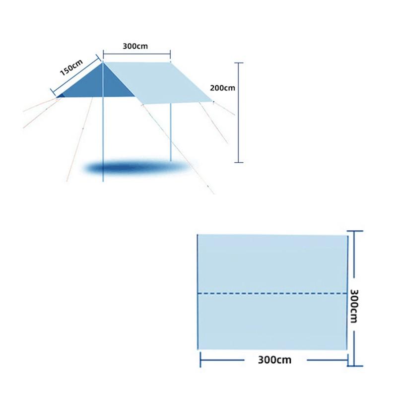 Tấm Tank Bạt Che Lều Tăng Lều Che Nắng Bạt Lót Cắm Trại Dày Kích Thước 3mx3m Có Combo Cây Chống Kèm Dây Với Túi Đựng