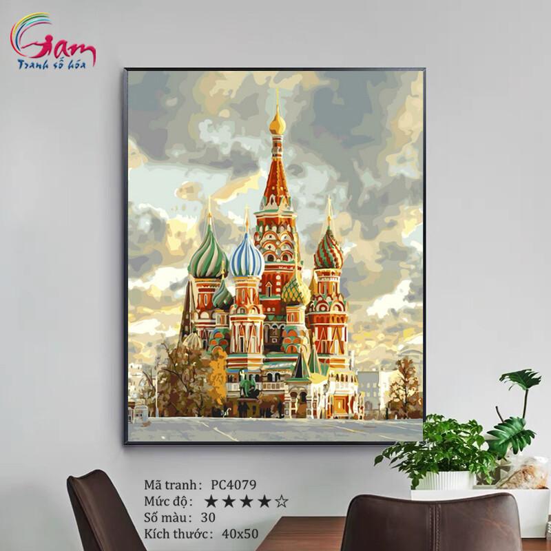 Tranh sơn dầu số hóa tự tô màu Tòa thánh Vasily PC4079