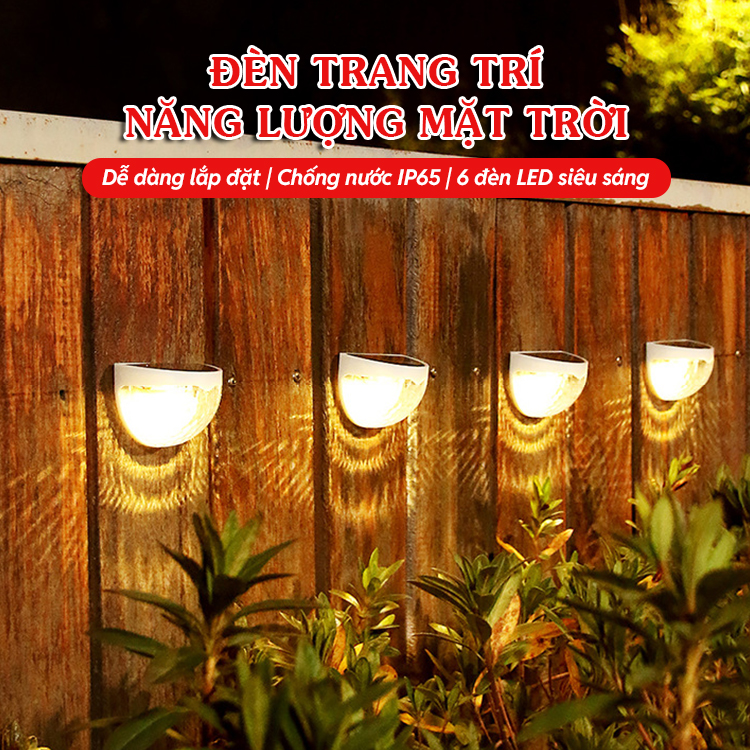 Đèn Trang Trí Năng Lượng Mặt Trời Gắn Tường, 6 Hạt Đèn LED, Ánh Sáng Mạnh - DA3030