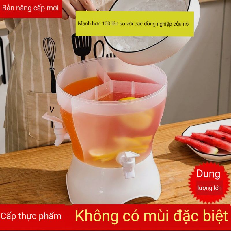 Bình đựng nước 4,5l có 3 ngăn, bình đựng nước tủ lạnh xoay 360 độ kèm vòi, kèm chân kê