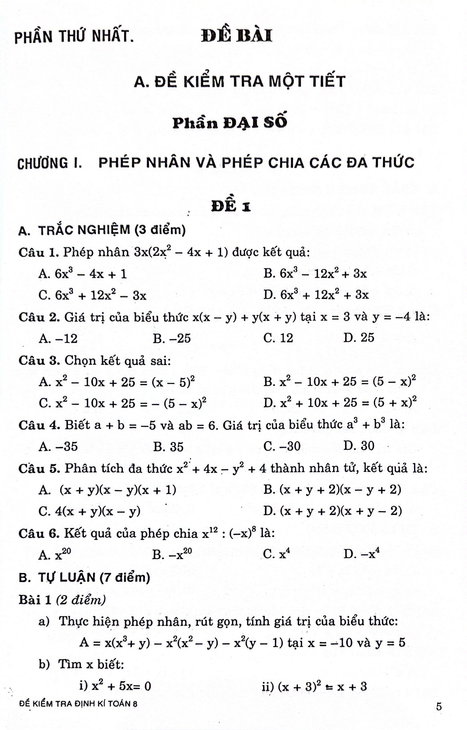 60 Đề Kiểm Tra Toán 8 (Theo Chương Trình GDPT Mới)