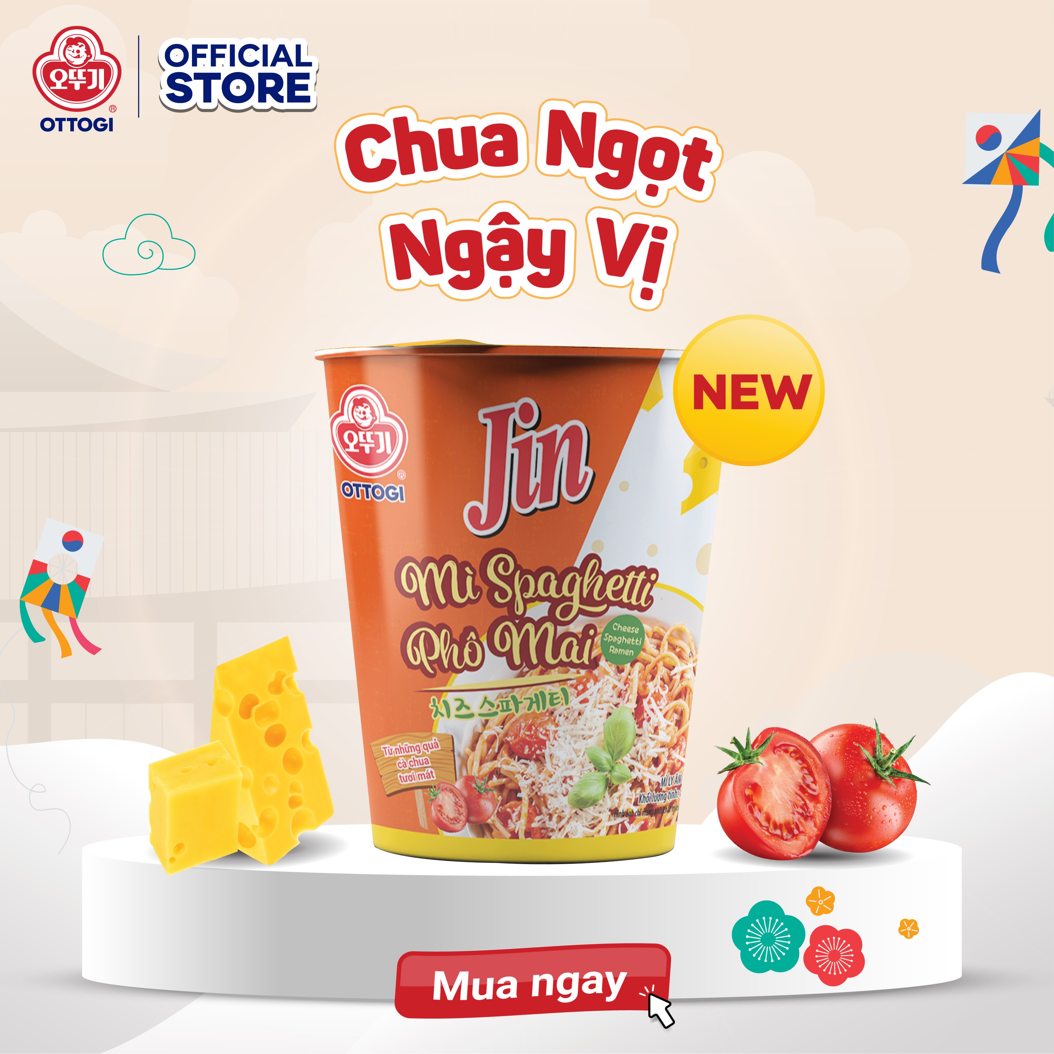 Combo 6 Ly Mì  Spaghetti Vị Phô Mai Ottogi 85g