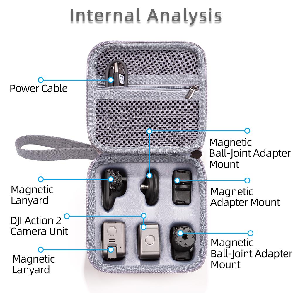 Đối với DJI Action 2 Túi lưu trữ Lingmo DJI Máy ảnh thể thao Túi ly hợp mang theo hộp đựng cho DJI Hành động 2 Phụ kiện hộp