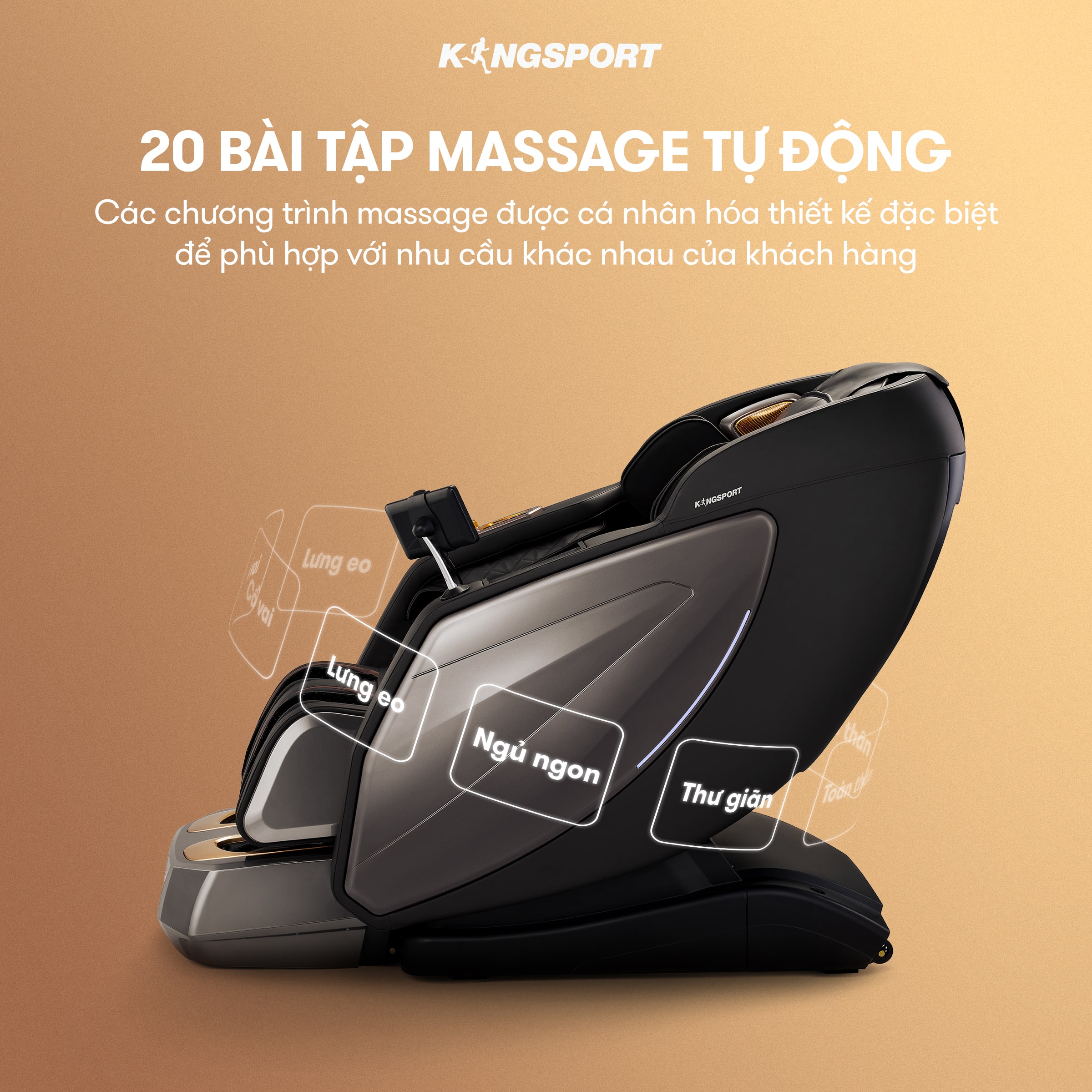 CHỈ GIAO MIỀN BẮC I Ghế massage KINGSPORT G96 cao cấp, công nghệ massage 3D Ultra với 24 bài tập, đo chân tự động, điều khiển bằng tablet cảm ứng