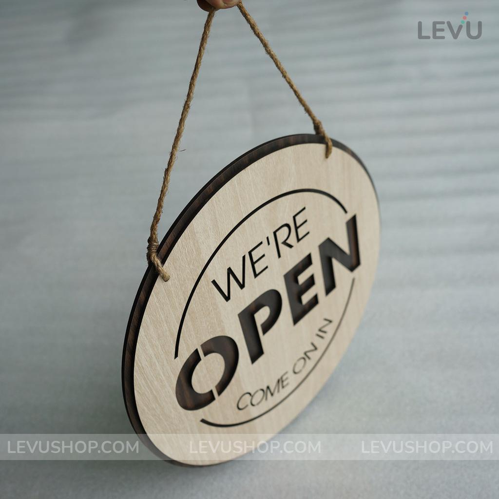 Bảng gỗ treo cửa hàng Open Closed trang trí quán 2 mặt có dây treo BG17