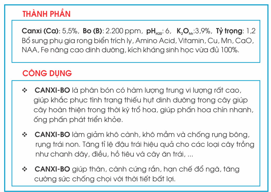 Phân bón vi lượng CANXI-BO