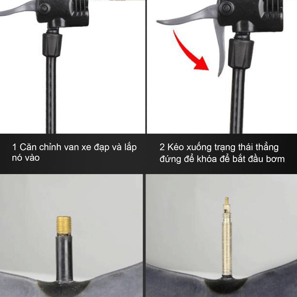 Bơm Mini Đạp Chân Bơm xe máy xe đạp ,ô tô, có đồng hồ áp suất thiết kế nhỏ gọn chuyên dụng