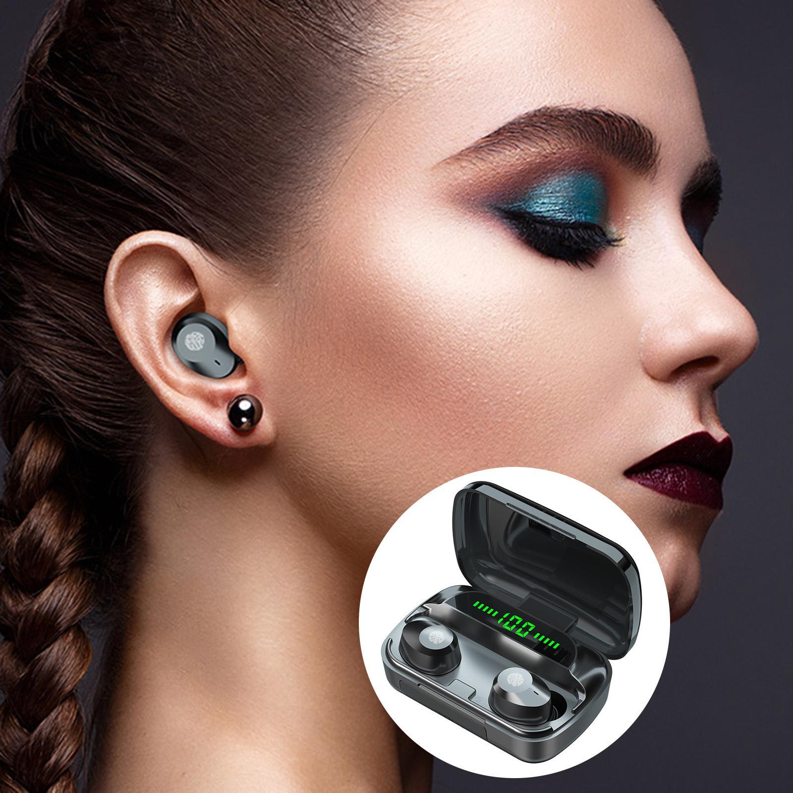 IPX7 Waterproof In-Ear Earbuds LED Display Stereo HiFi for Video Gym Laptop