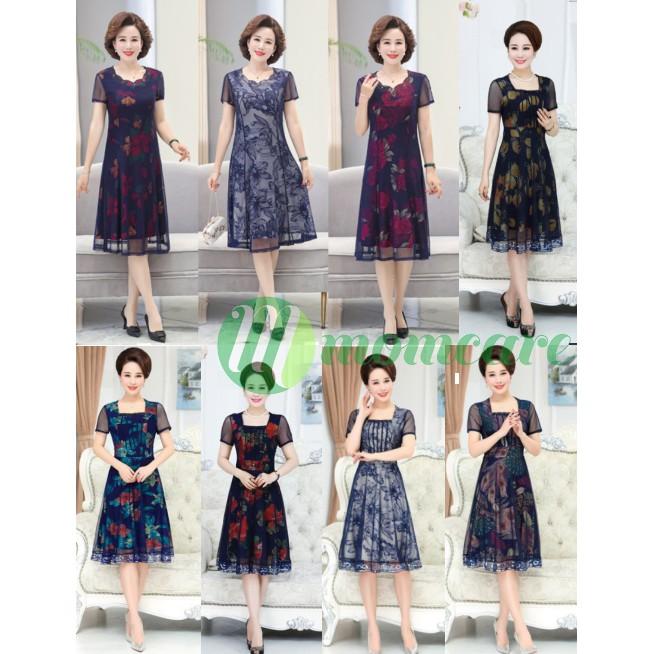 Đầm trung niên cao cấp V10 - Váy nữ lớn tuổi trung tuổi dự tiệc dạ hội sang trọng cho mẹ - Thời trang đẹp U40 U50