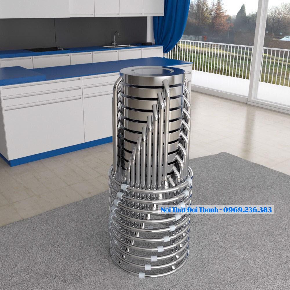 Ghế inox quán ăn 304 cao cấp chân cao Đại Thành