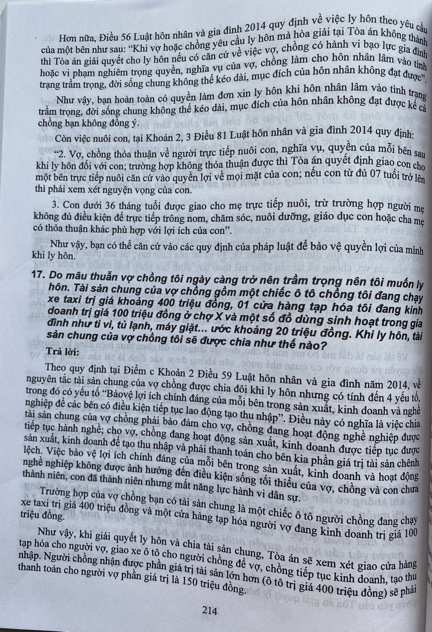 Luật Hôn nhân và gia đình - Luật phòng, chống bạo lực gia đình và 166 tình huống giải đáp pháp luật về hôn nhân gia đình