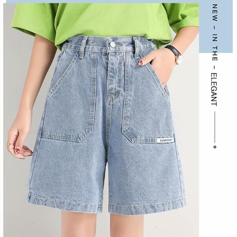 Quần Short Denim Ống Rộng Trơn Màu Thời Trang Mùa Hè Dành Cho Nữ