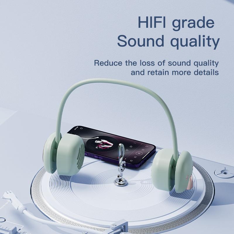 Loa dây đeo cổ bluetooth loa không dây có thể đeo được hộp âm thanh di động ngoài trời có thể gập âm nhạc bass với đèn LED Color: Pink