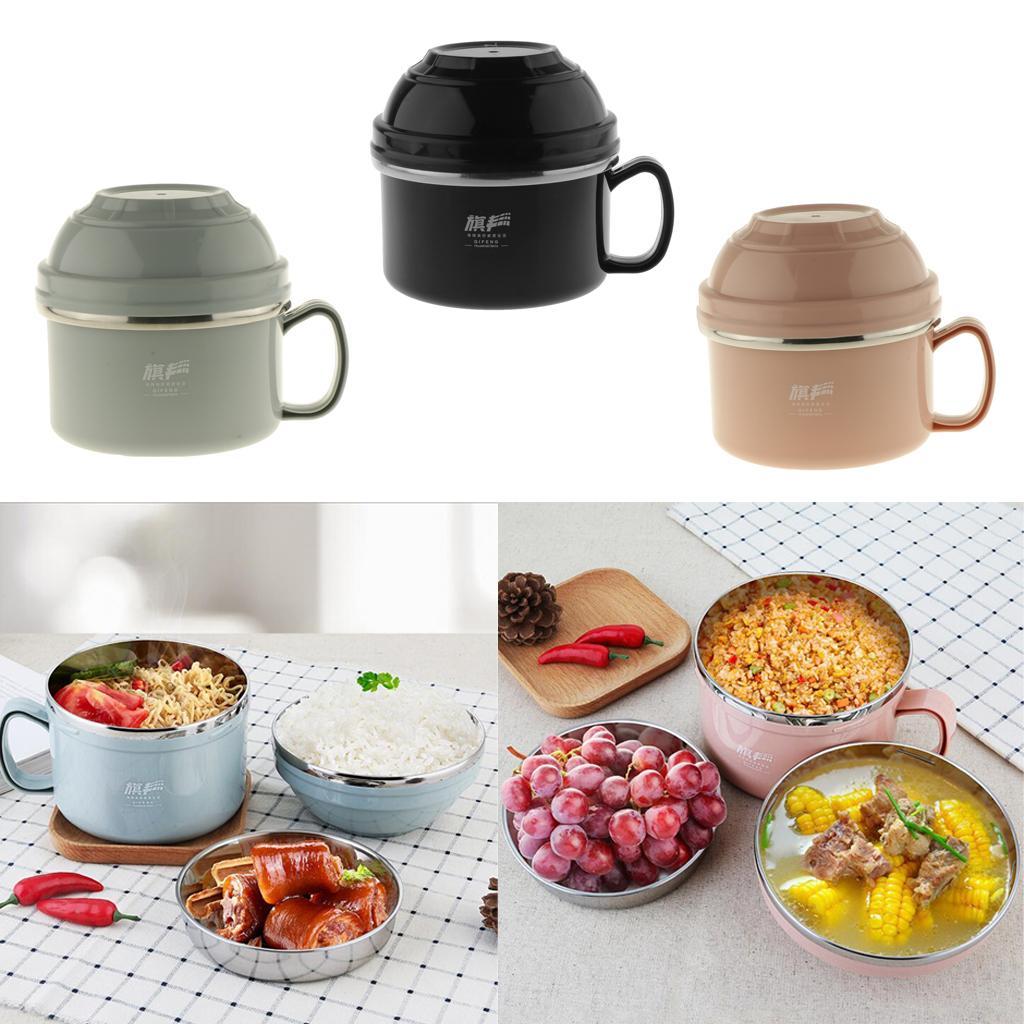 Set of 3 Stainless Steel Insulated Bento Lunch Box - 900ml Thermal Food