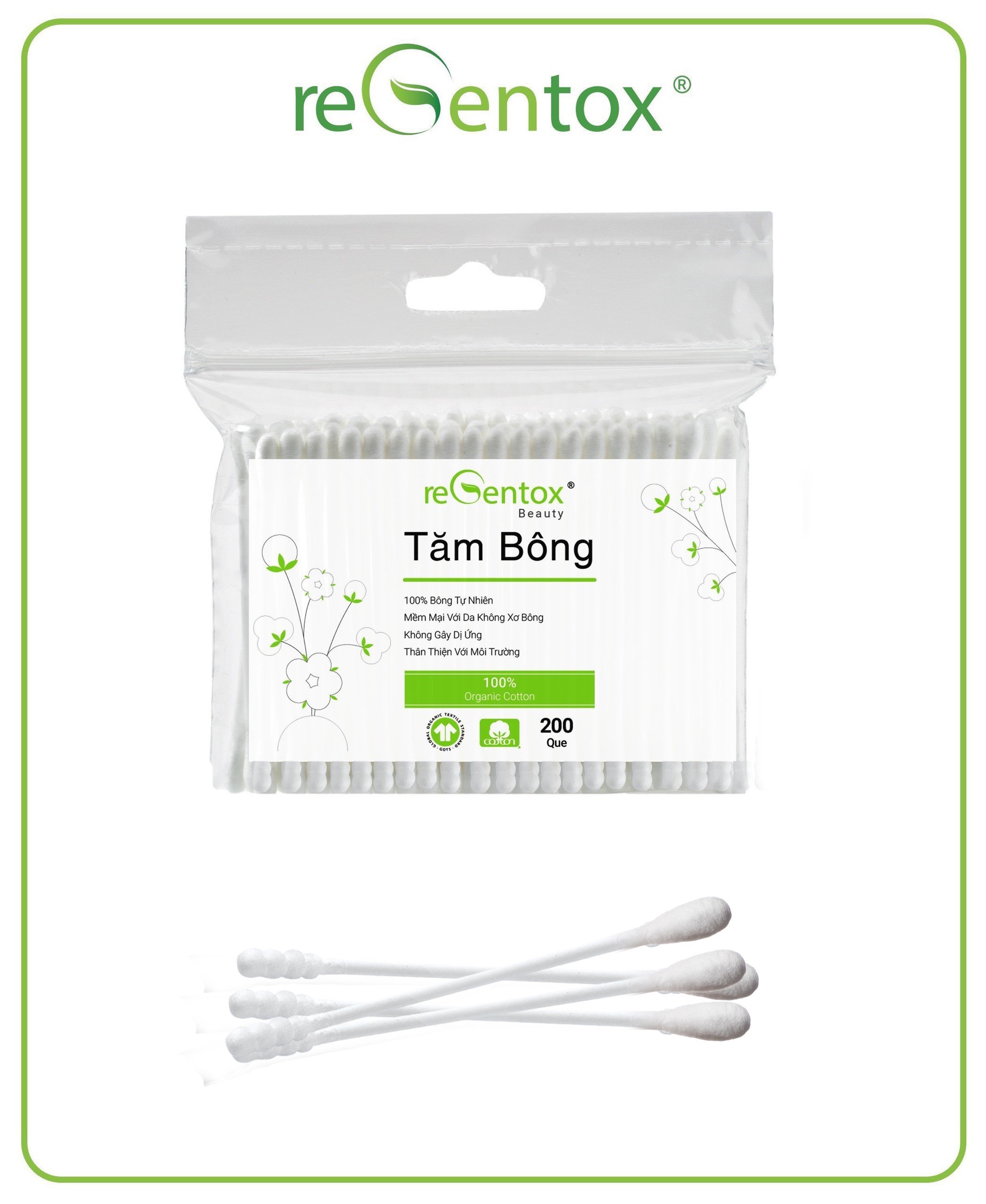 Tăm bông Regentox người lớn gói 200 que