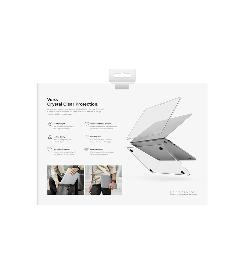 Ốp UNIQ VERO Cho MacBook Air 13inch M2-M5 (2022-2026) Trong Suốt Bảo Vệ Toàn Diện Tặng Kèm Phủ Phím Và Nắp Che Webcam Hàng Chính Hãng