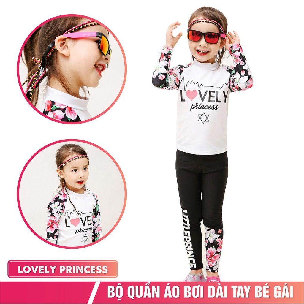 Đồ bơi bé gái mẫu Lovely Princess đồ bơi cho bé từ 3-11 tuổi mẫu dài tay chống nắng giữ nhiệt