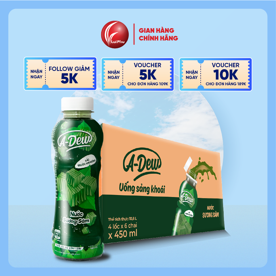 Nước Sương Sâm A Dew Chai 450ml - Thùng 24 Chai