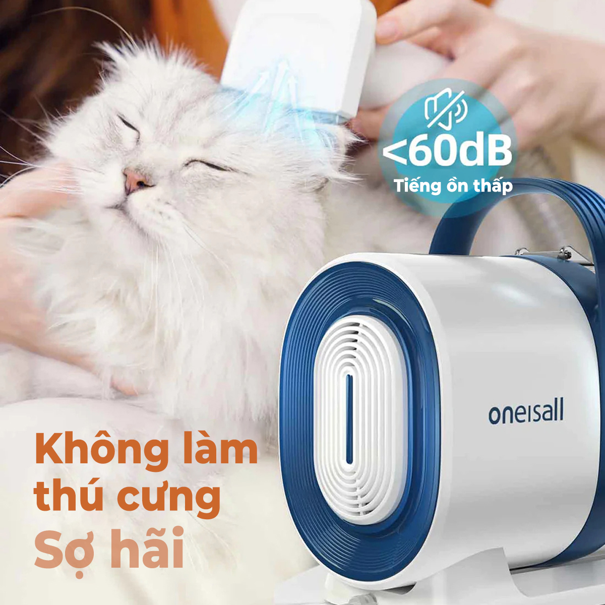 Máy cắt tỉa và hút lông thú cưng Oneisall LM2 lực hút 10000pa - Hàng chính hãng