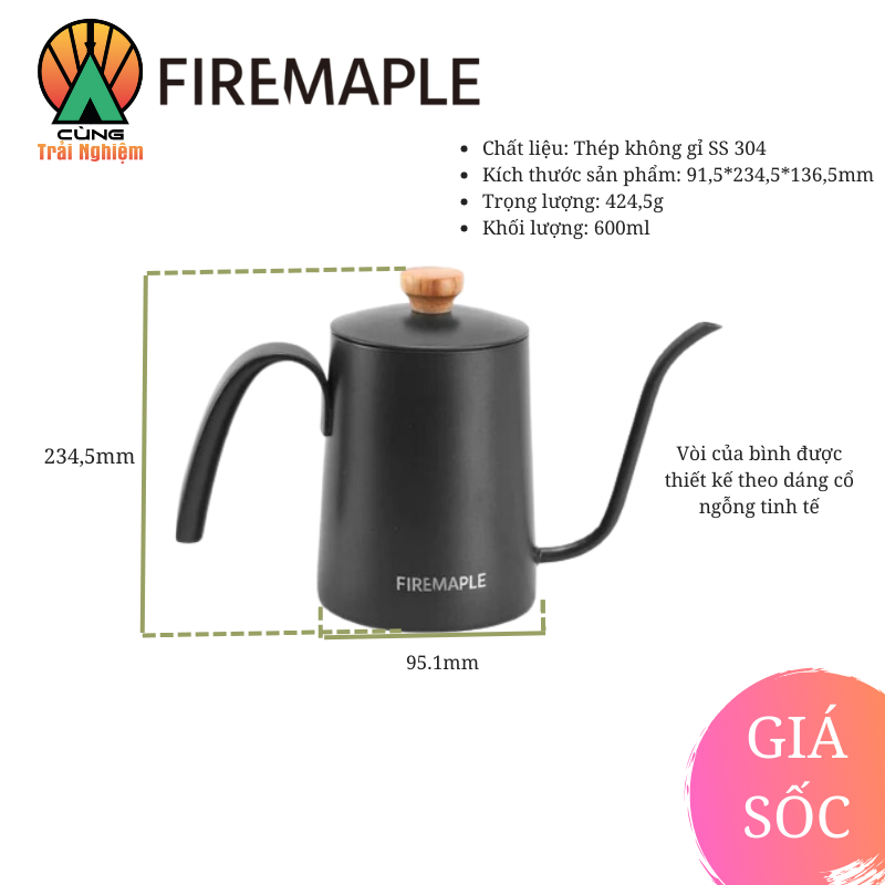 [CHÍNH HÃNG] Bình pha cà phê Orca Pour Over 600ml