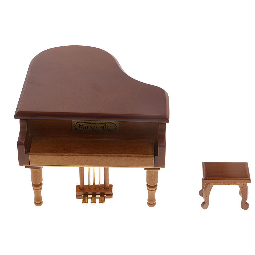 Retro Wooden Music Box - 5 Music for Choice - Musical Box Piano Style Melody for Birthday Gift