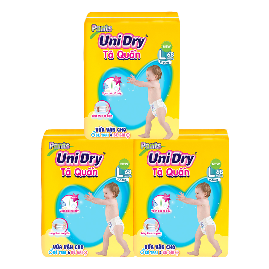 Combo 3 gói Tã quần UNIDRY L68 (9 - 14 Kg)