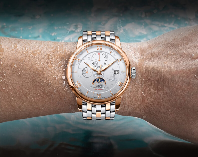 Đồng hồ nam chính hãng LOBINNI L6020-3 Fullbox, Kính sapphire ,chống xước,chống nước,dây kim loại thép không gỉ 316L, máy cơ , Mới 100%,Bảo hành 24 tháng