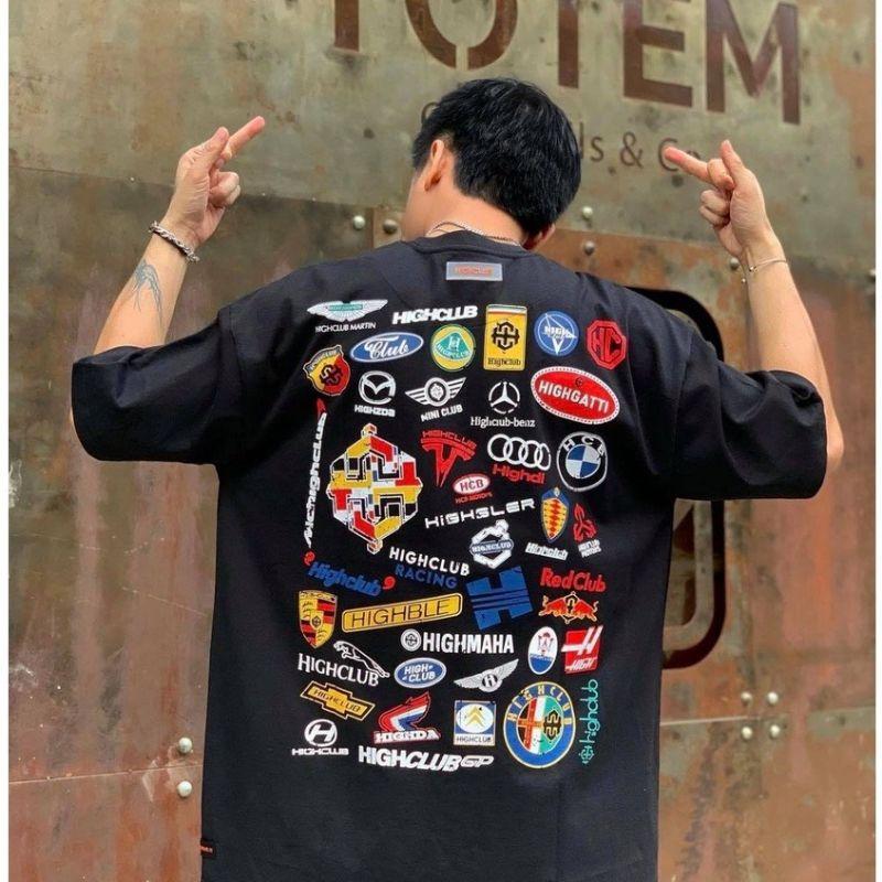 Áo thun unisex tay lỡ Highclub Racing Labels Tee đầy đủ tag cổ tag tay - Hany shop