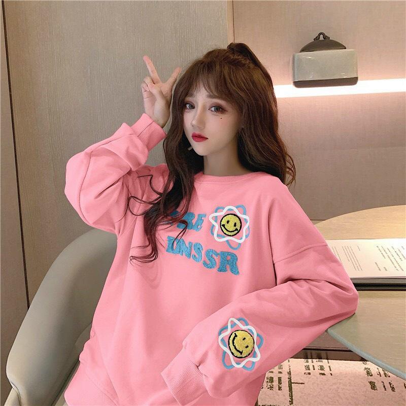 Áo thun dài tay form xuông rộng DNSSR áo thu đông nữ Từ 50-70kg