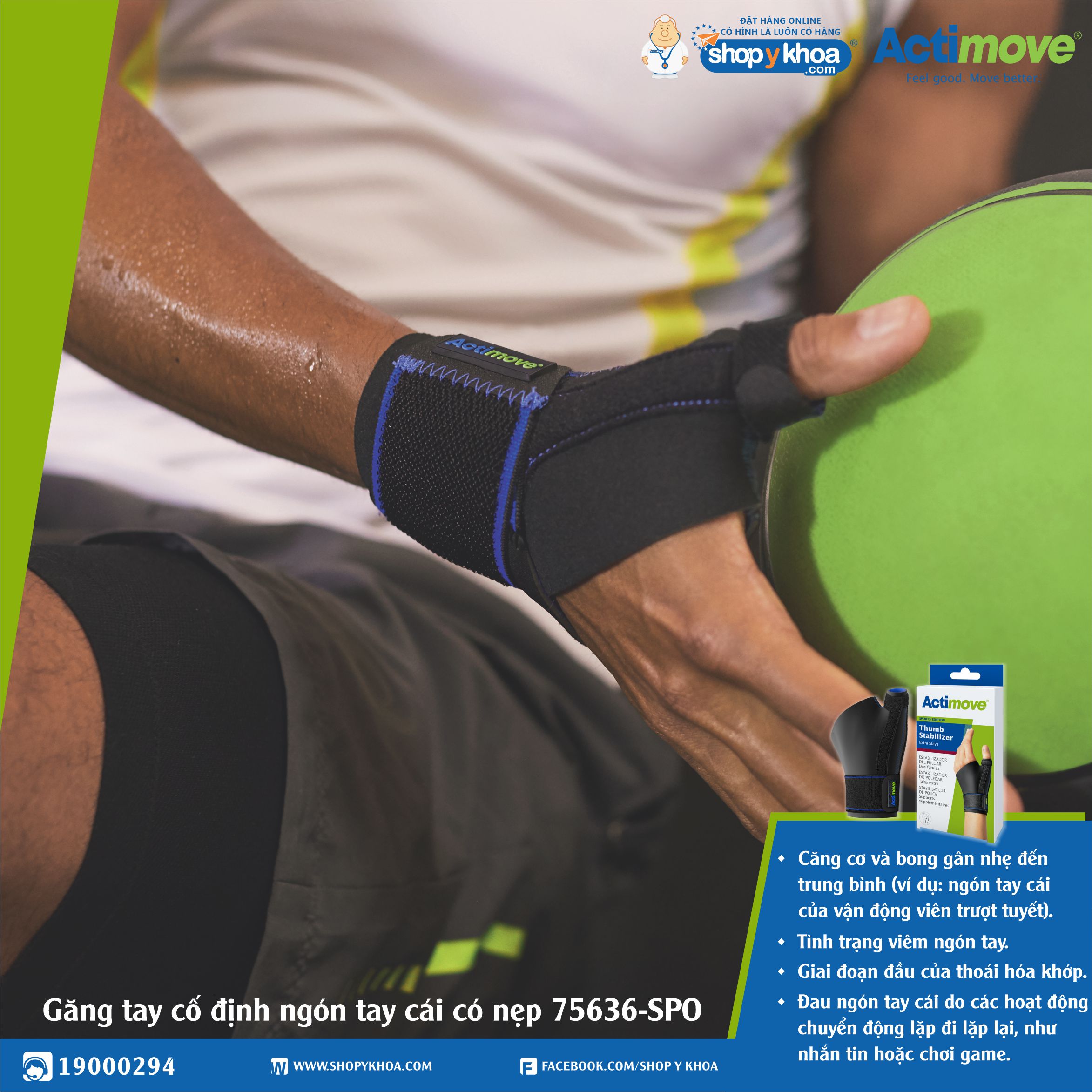 Găng tay cố định ngón tay cái có nẹp 75636-SPO Actimove Thumb Stabilizer