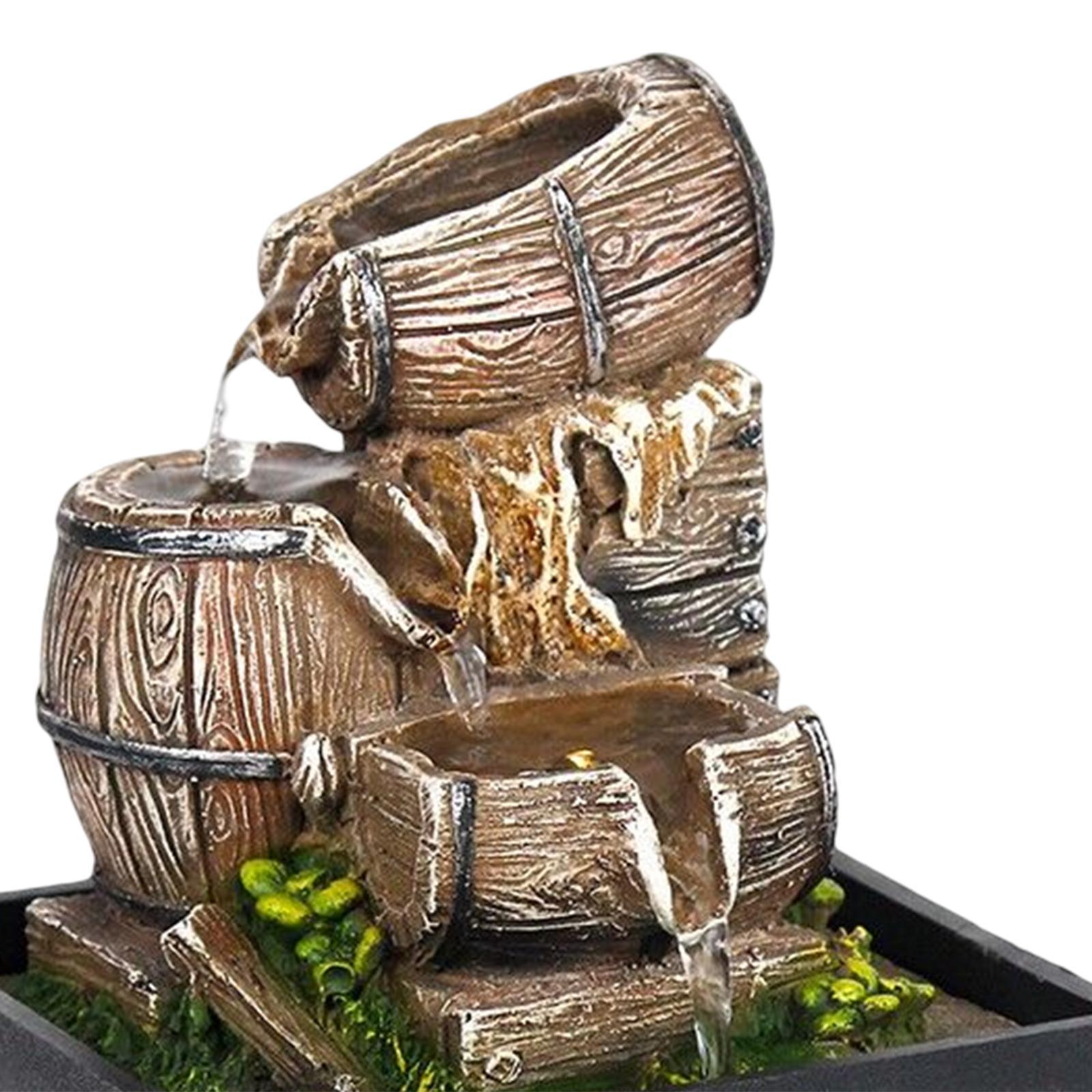 3 Tiers Desktop Water Fountain with Scene Light for Zen Meditation Ornament