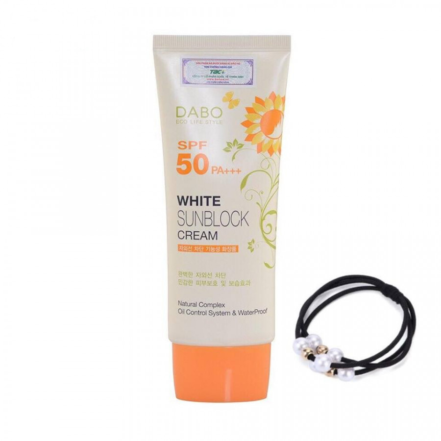 Kem chống nắng Hàn Quốc Dabo White Sunblock Cream SPF 50 PA+++ (70ml) - Hàng Chính Hãng  (Tặng dây cột tóc - màu ngẫu nhiên)